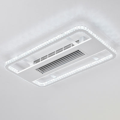Moderno Lujo Aluminio Hierro Acrílico Rectangular Cuadrado Redondo LED Montaje Semi-empotrado Ventilador de Techo Sin Aspas con Luz Para Sala de Estar 