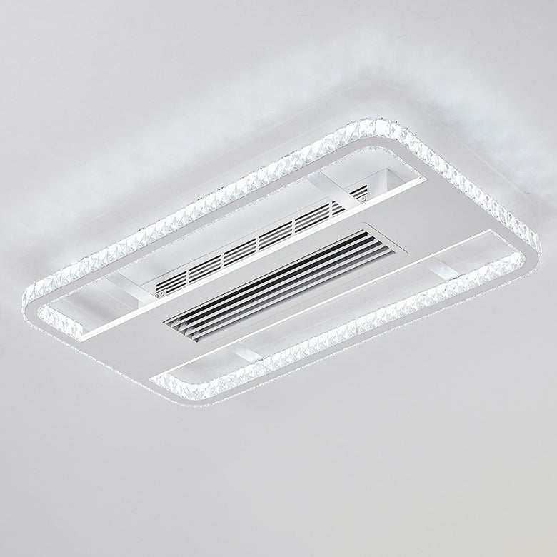 Moderno Lujo Aluminio Hierro Acrílico Rectangular Cuadrado Redondo LED Montaje Semi-empotrado Ventilador de Techo Sin Aspas con Luz Para Sala de Estar 