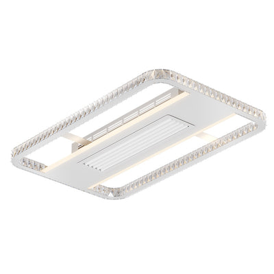 Moderno Lujo Aluminio Hierro Acrílico Rectangular Cuadrado Redondo LED Montaje Semi-empotrado Ventilador de Techo Sin Aspas con Luz Para Sala de Estar 