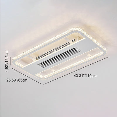 Moderno Lujo Aluminio Hierro Acrílico Rectangular Cuadrado Redondo LED Montaje Semi-empotrado Ventilador de Techo Sin Aspas con Luz Para Sala de Estar 