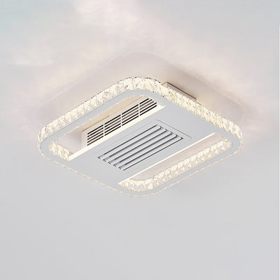 Moderno Lujo Aluminio Hierro Acrílico Rectangular Cuadrado Redondo LED Montaje Semi-empotrado Ventilador de Techo Sin Aspas con Luz Para Sala de Estar 