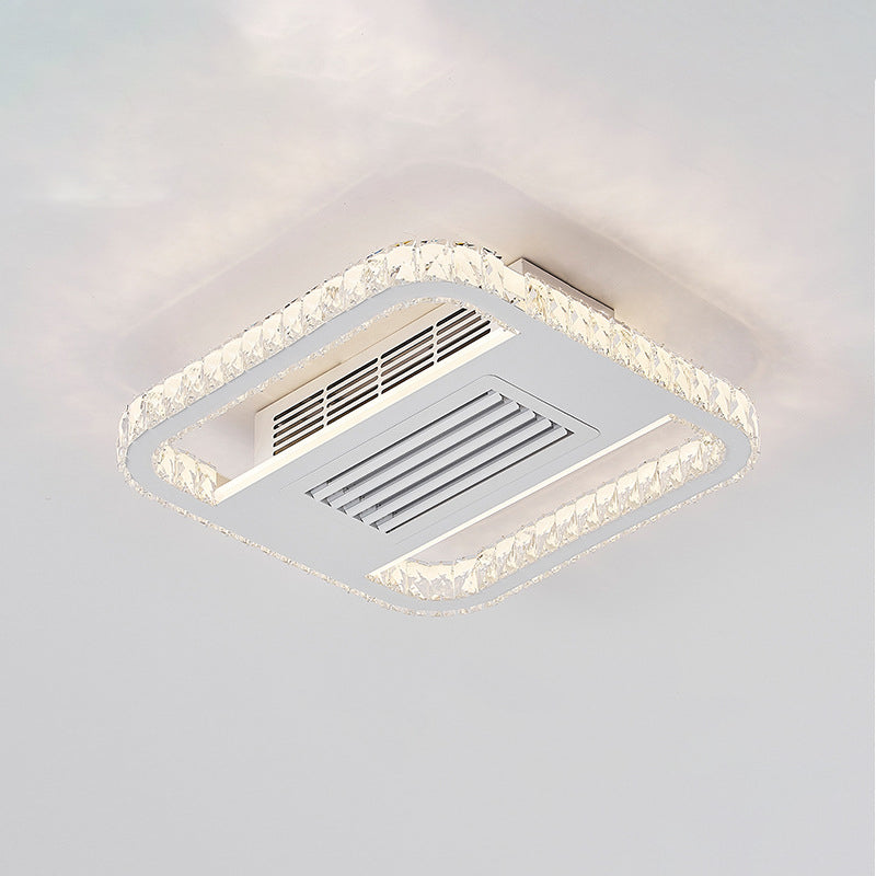 Moderno Lujo Aluminio Hierro Acrílico Rectangular Cuadrado Redondo LED Montaje Semi-empotrado Ventilador de Techo Sin Aspas con Luz Para Sala de Estar 