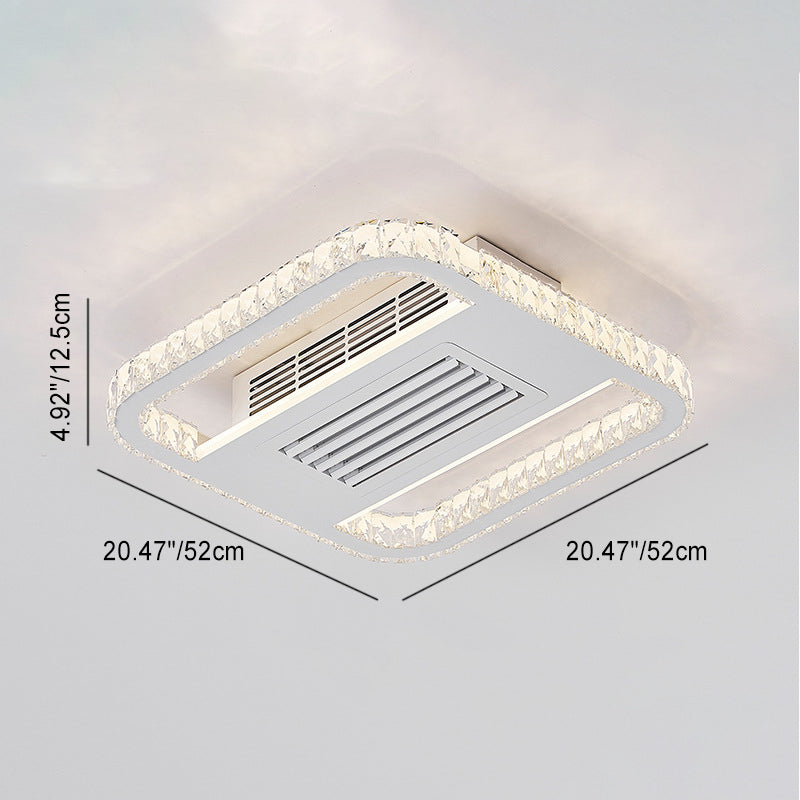 Moderno Lujo Aluminio Hierro Acrílico Rectangular Cuadrado Redondo LED Montaje Semi-empotrado Ventilador de Techo Sin Aspas con Luz Para Sala de Estar 