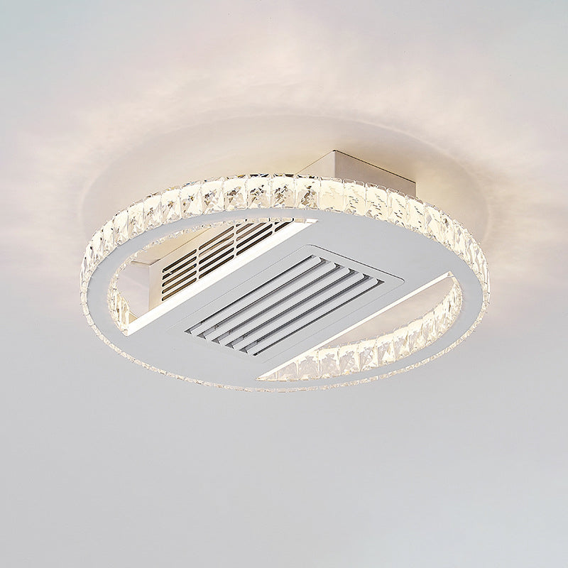 Moderno Lujo Aluminio Hierro Acrílico Rectangular Cuadrado Redondo LED Montaje Semi-empotrado Ventilador de Techo Sin Aspas con Luz Para Sala de Estar 