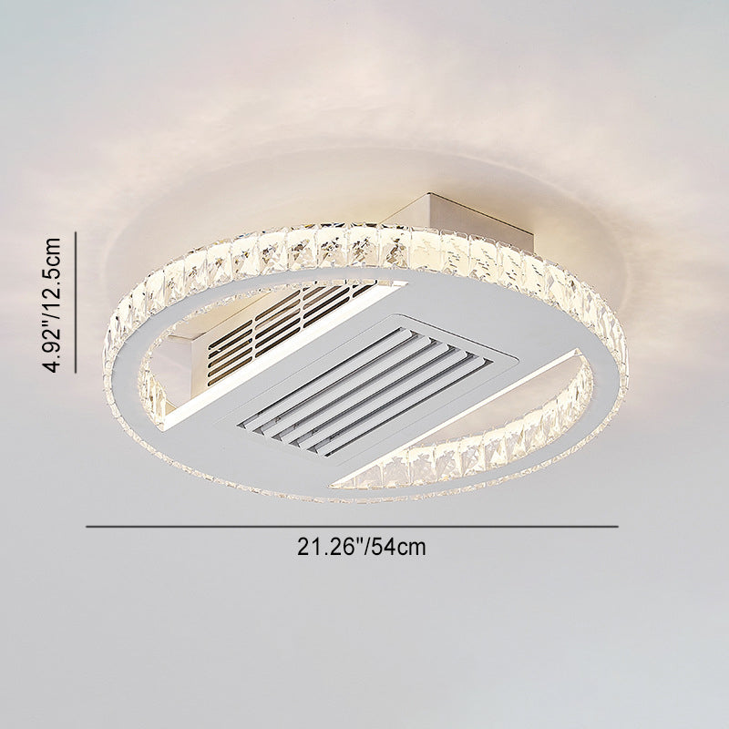 Moderno Lujo Aluminio Hierro Acrílico Rectangular Cuadrado Redondo LED Montaje Semi-empotrado Ventilador de Techo Sin Aspas con Luz Para Sala de Estar 