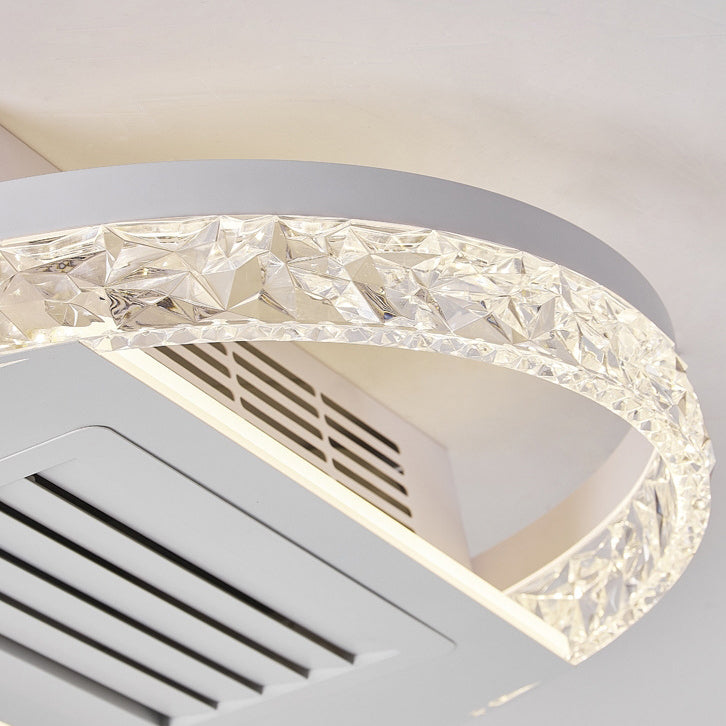 Moderno Lujo Aluminio Hierro Acrílico Rectangular Cuadrado Redondo LED Montaje Semi-empotrado Ventilador de Techo Sin Aspas con Luz Para Sala de Estar 