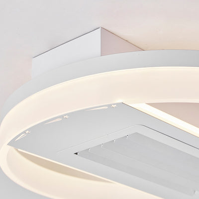 Ventilateur de plafond sans feuilles moderne en aluminium et fer de luxe avec lumière LED ronde semi-encastrée en acrylique pour chambre 