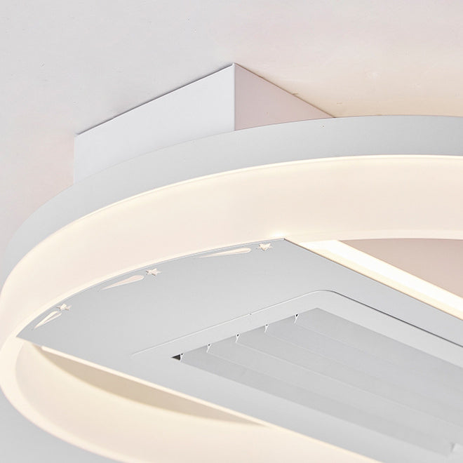 Ventilateur de plafond sans feuilles moderne en aluminium et fer de luxe avec lumière LED ronde semi-encastrée en acrylique pour chambre 