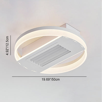 Ventilateur de plafond sans feuilles moderne en aluminium et fer de luxe avec lumière LED ronde semi-encastrée en acrylique pour chambre 