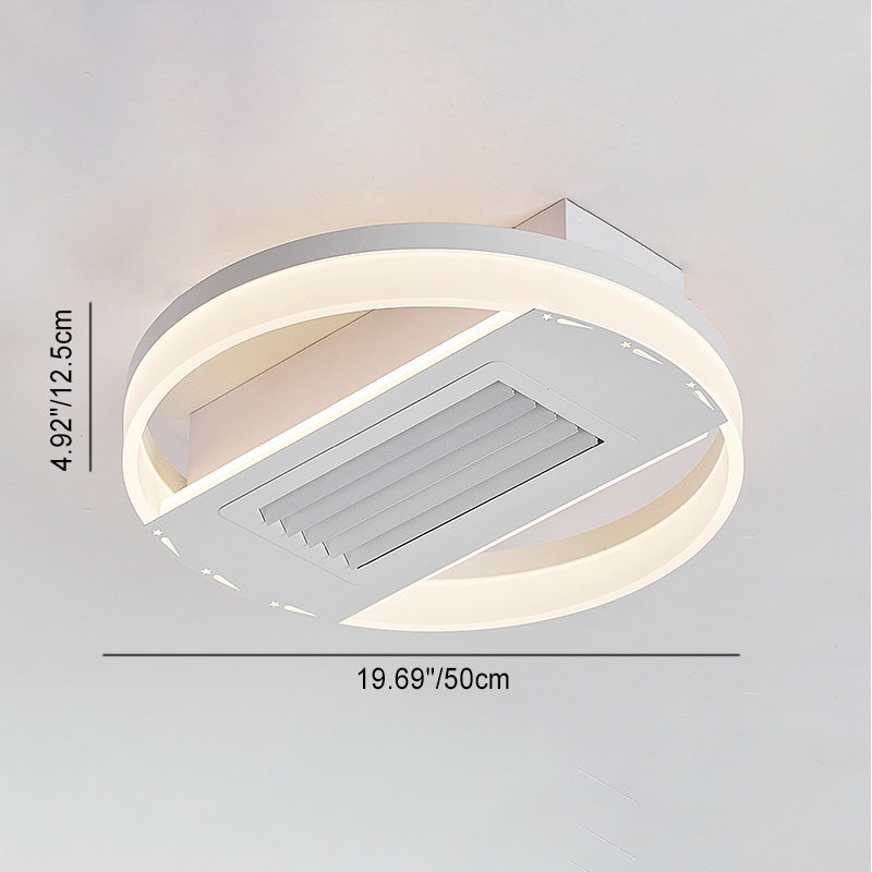 Ventilateur de plafond sans feuilles moderne en aluminium et fer de luxe avec lumière LED ronde semi-encastrée en acrylique pour chambre 