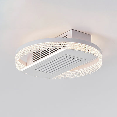 Ventilateur de plafond sans feuilles moderne en aluminium et fer de luxe avec lumière LED ronde semi-encastrée en acrylique pour chambre 