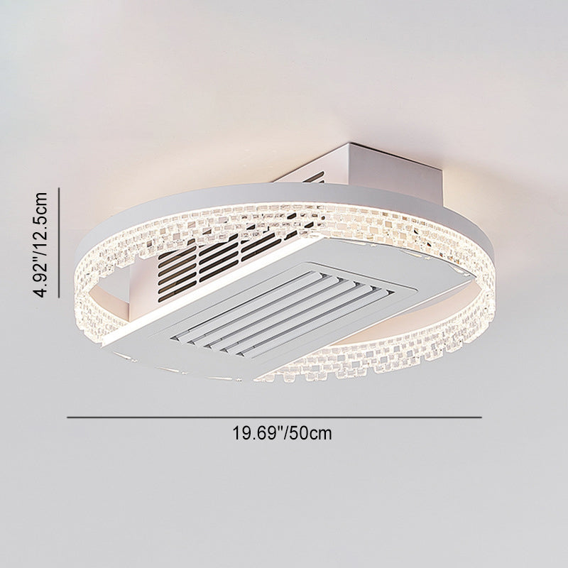 Ventilateur de plafond sans feuilles moderne en aluminium et fer de luxe avec lumière LED ronde semi-encastrée en acrylique pour chambre 