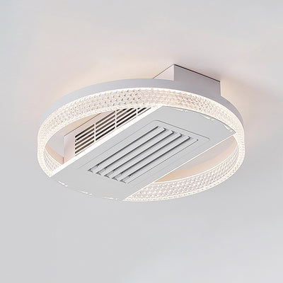 Ventilateur de plafond sans feuilles moderne en aluminium et fer de luxe avec lumière LED ronde semi-encastrée en acrylique pour chambre 