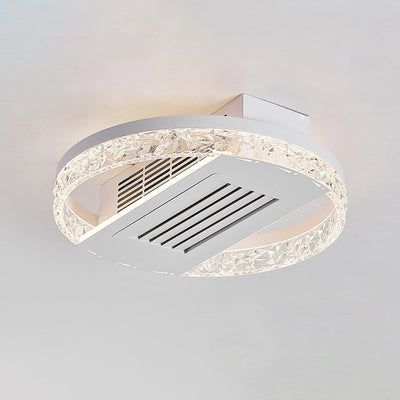 Ventilateur de plafond sans feuilles moderne en aluminium et fer de luxe avec lumière LED ronde semi-encastrée en acrylique pour chambre 