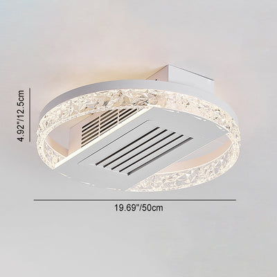 Ventilateur de plafond sans feuilles moderne en aluminium et fer de luxe avec lumière LED ronde semi-encastrée en acrylique pour chambre 
