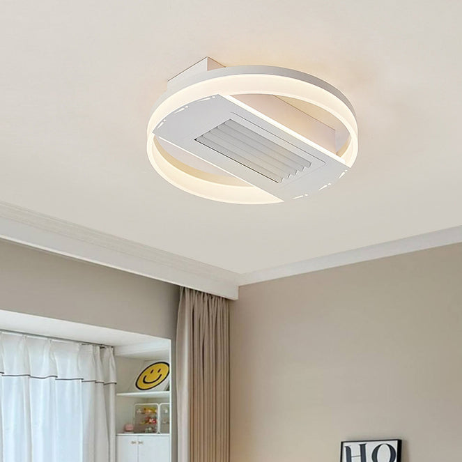 Moderno lujo aluminio hierro acrílico redondo LED semi empotrado ventilador de techo sin hojas con luz para dormitorio 
