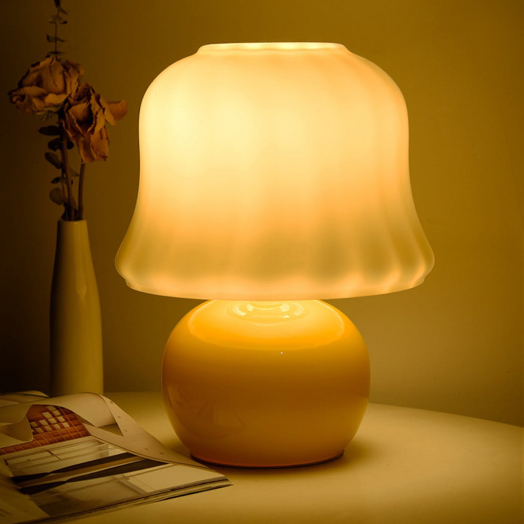 Lámpara de mesa de 1 luz con cúpula de vidrio tradicional francesa para mesita de noche 