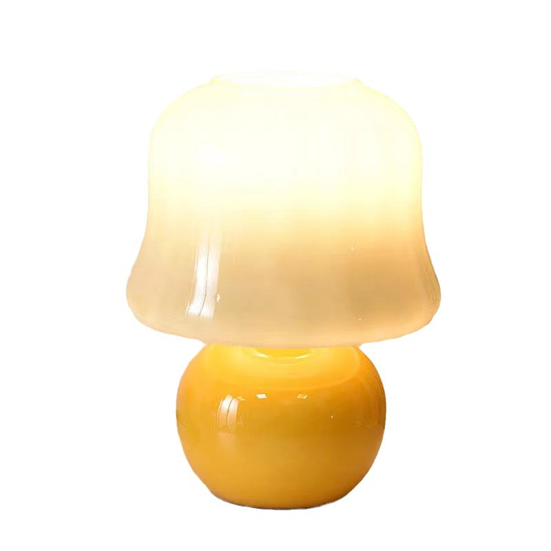 Traditionelle französische Glas-Pilz-Kuppel 1-Licht-Tischlampe für den Nachttisch 