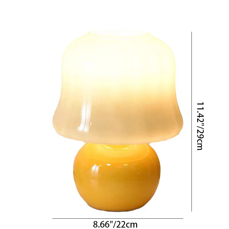 Traditionelle französische Glas-Pilz-Kuppel 1-Licht-Tischlampe für den Nachttisch 