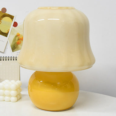 Lámpara de mesa de 1 luz con cúpula de vidrio tradicional francesa para mesita de noche 