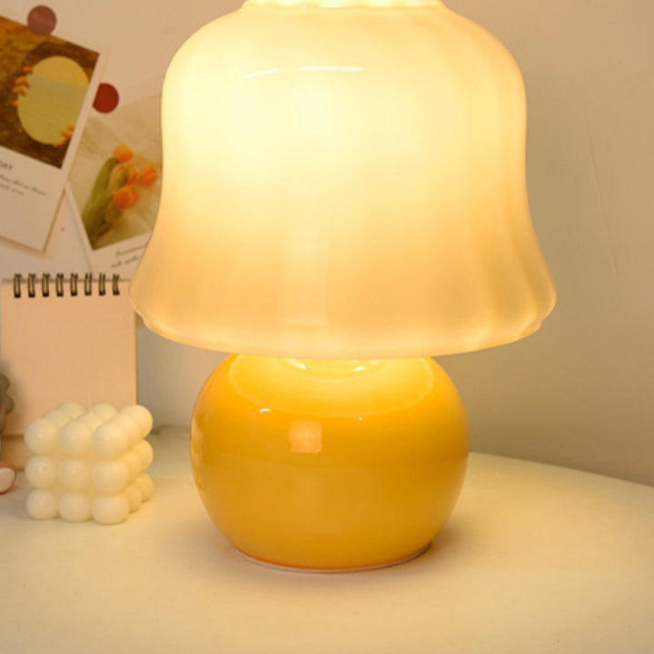 Lámpara de mesa de 1 luz con cúpula de vidrio tradicional francesa para mesita de noche 