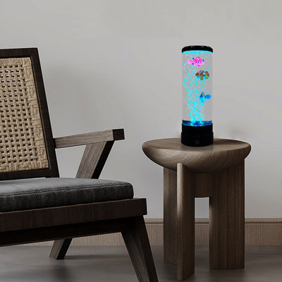Zeitgenössische kreative USB-Batterie ABS-Simulation Blasen-Aquarium Zylinder LED Tischlampe Nachtlicht für Schlafzimmer 
