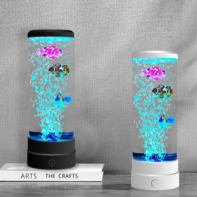 Zeitgenössische kreative USB-Batterie ABS-Simulation Blasen-Aquarium Zylinder LED Tischlampe Nachtlicht für Schlafzimmer 