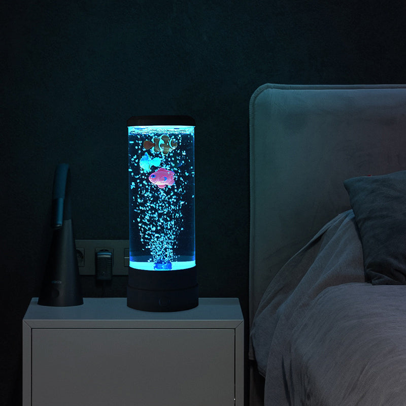 Zeitgenössische kreative USB-Batterie ABS-Simulation Blasen-Aquarium Zylinder LED Tischlampe Nachtlicht für Schlafzimmer 