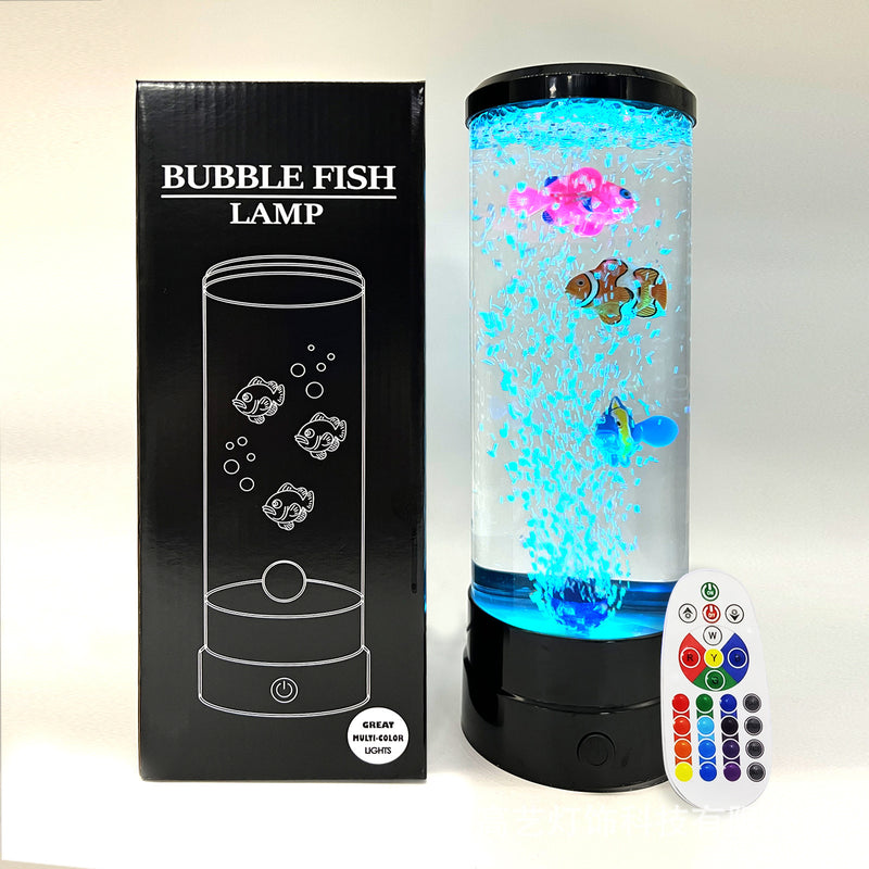 Zeitgenössische kreative USB-Batterie ABS-Simulation Blasen-Aquarium Zylinder LED Tischlampe Nachtlicht für Schlafzimmer 