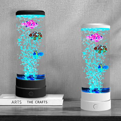 Zeitgenössische kreative USB-Batterie ABS-Simulation Blasen-Aquarium Zylinder LED Tischlampe Nachtlicht für Schlafzimmer 