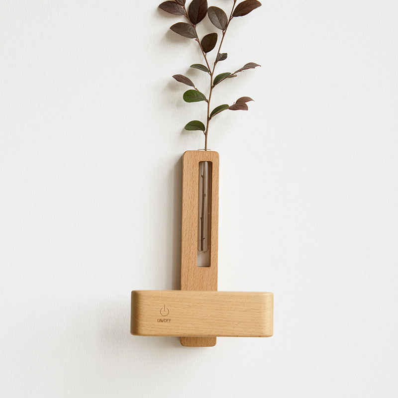 Zeitgenössische nordische Walnuss-Buche wiederaufladbare Streifen-Blumenkontainer LED-Wandleuchte für das Bett 