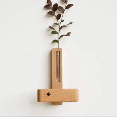 Zeitgenössische nordische Walnuss-Buche wiederaufladbare Streifen-Blumenkontainer LED-Wandleuchte für das Bett 