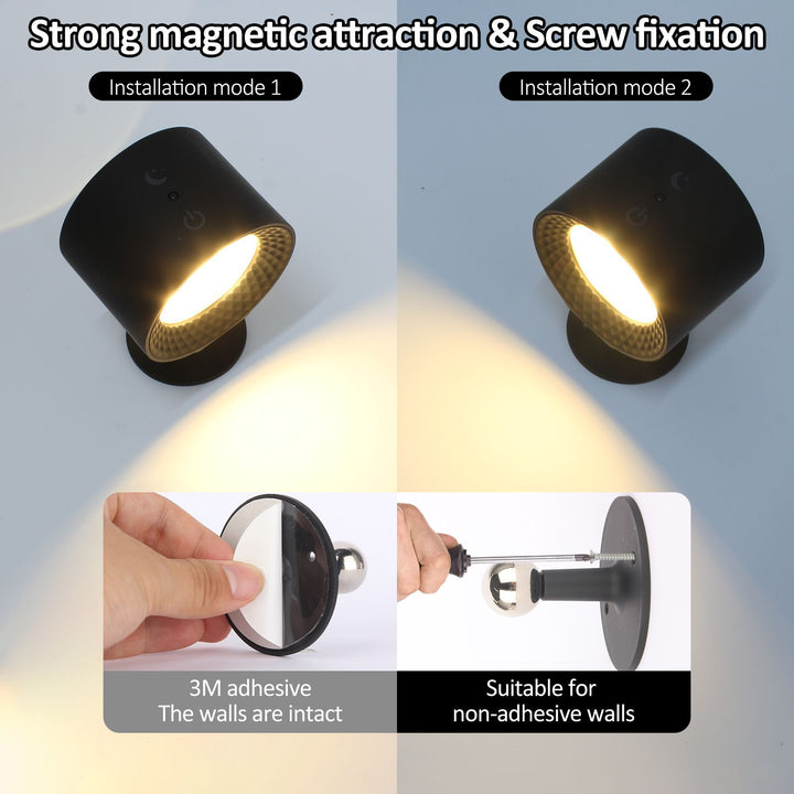 Moderne Einfachheit Wiederaufladbare Drehbare ABS Runde LED Wandleuchte Nachttischlampe Für das Bett 