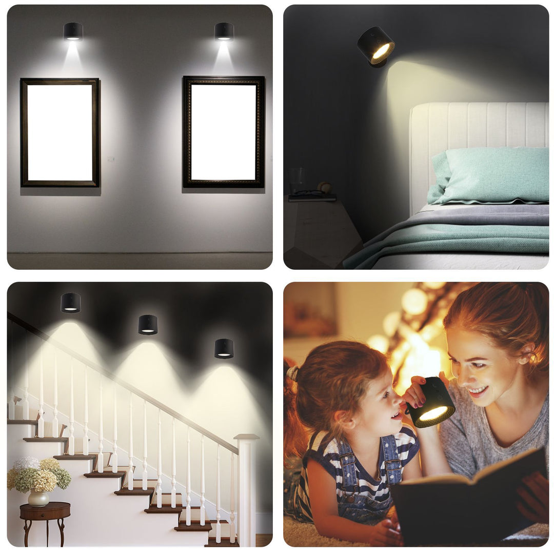 Moderne Einfachheit Wiederaufladbare Drehbare ABS Runde LED Wandleuchte Nachttischlampe Für das Bett 
