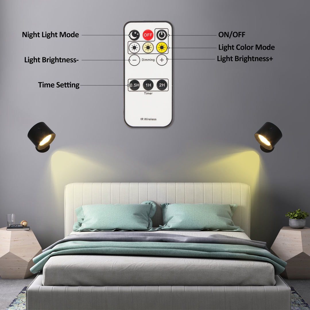 Moderne Einfachheit Wiederaufladbare Drehbare ABS Runde LED Wandleuchte Nachttischlampe Für das Bett 
