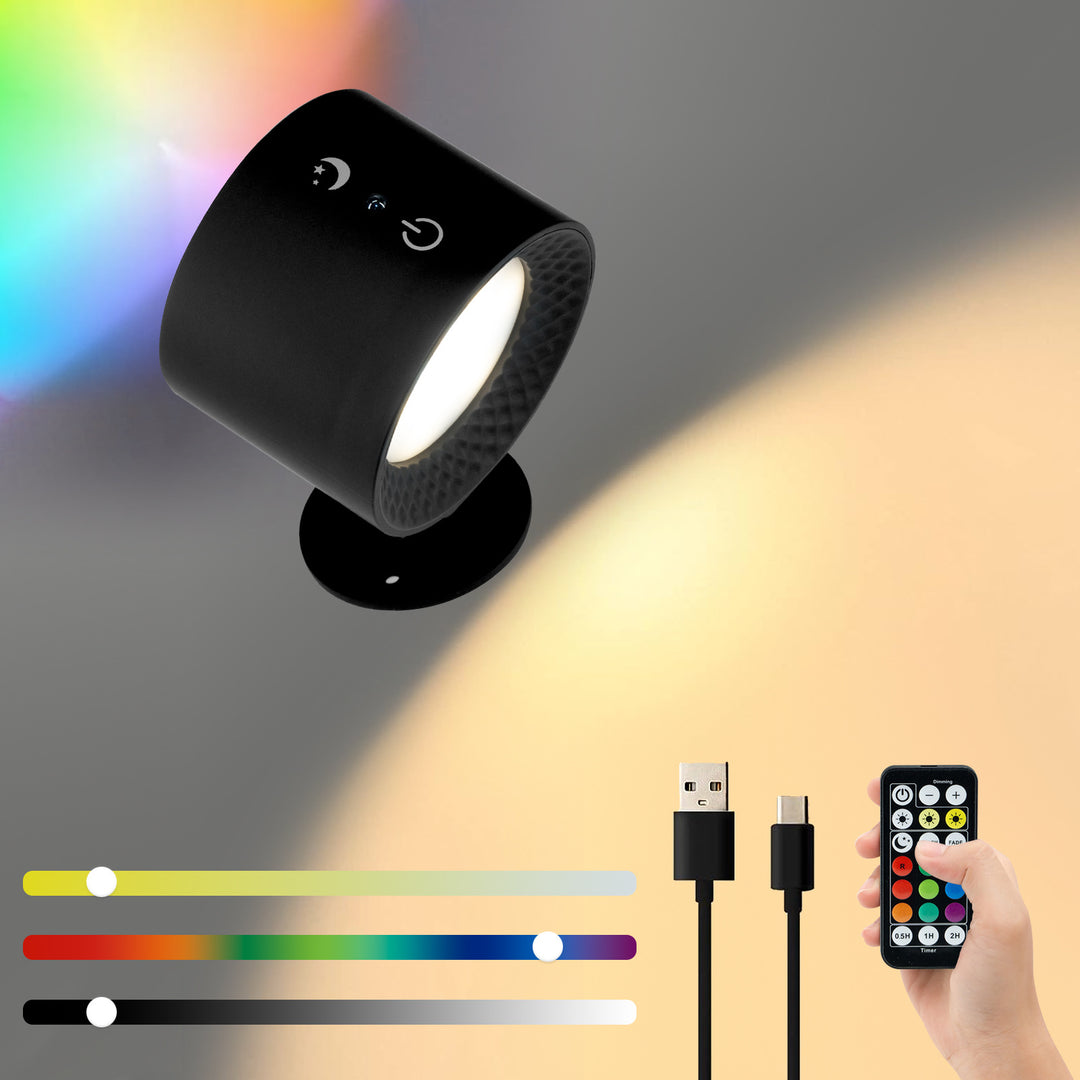 Moderne Einfachheit Wiederaufladbare Drehbare ABS Runde LED Wandleuchte Nachttischlampe Für das Bett 