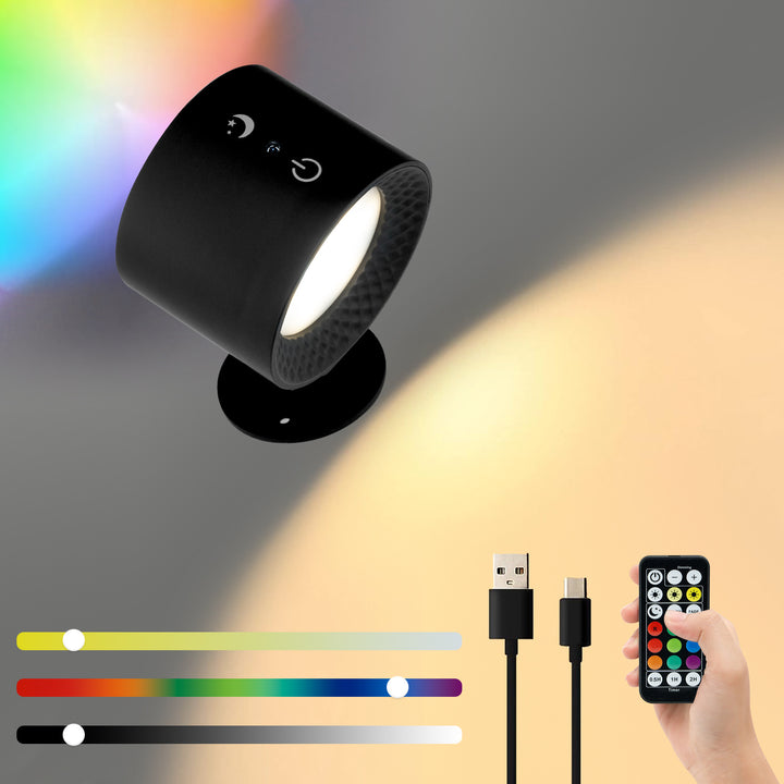 Moderne Einfachheit Wiederaufladbare Drehbare ABS Runde LED Wandleuchte Nachttischlampe Für das Bett 