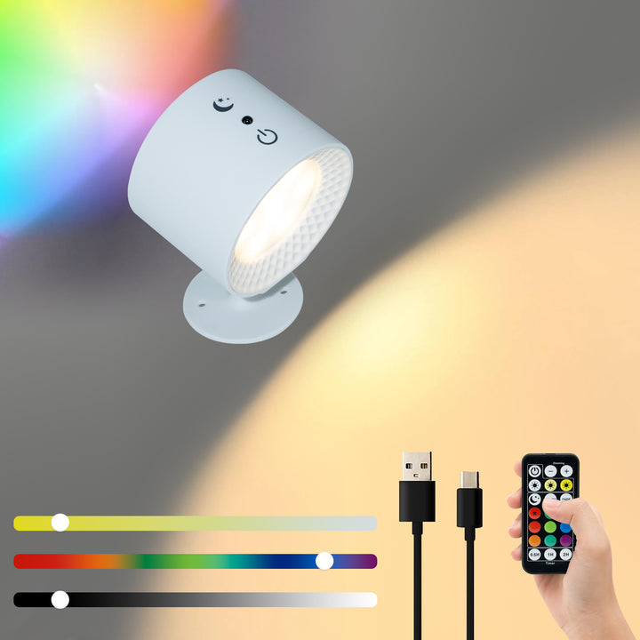 Moderne Einfachheit Wiederaufladbare Drehbare ABS Runde LED Wandleuchte Nachttischlampe Für das Bett 