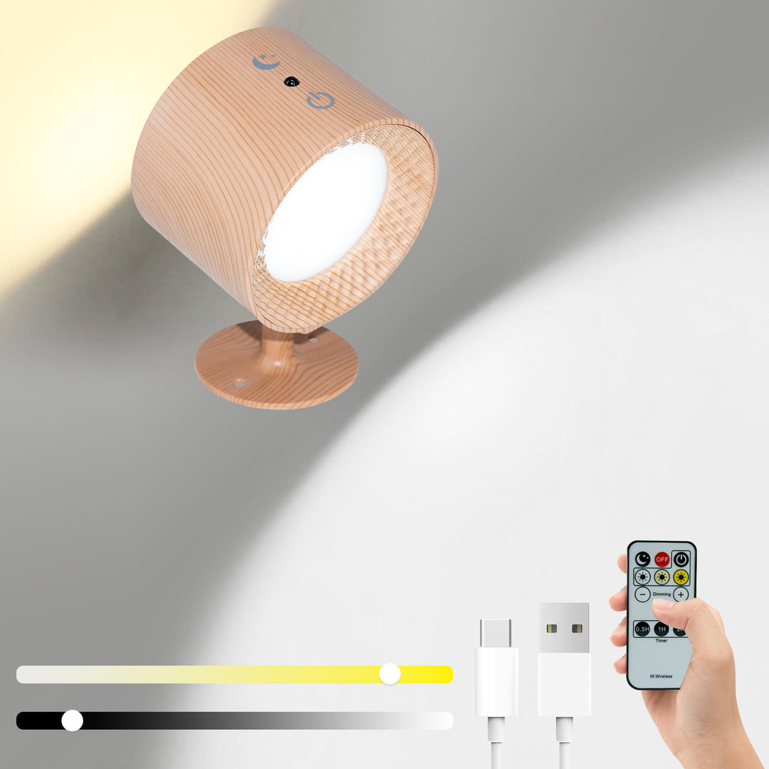 Moderne Einfachheit Wiederaufladbare Drehbare ABS Runde LED Wandleuchte Nachttischlampe Für das Bett 
