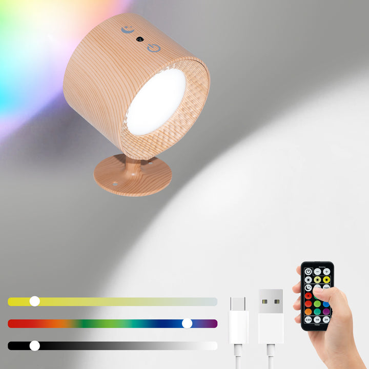 Moderne Einfachheit Wiederaufladbare Drehbare ABS Runde LED Wandleuchte Nachttischlampe Für das Bett 