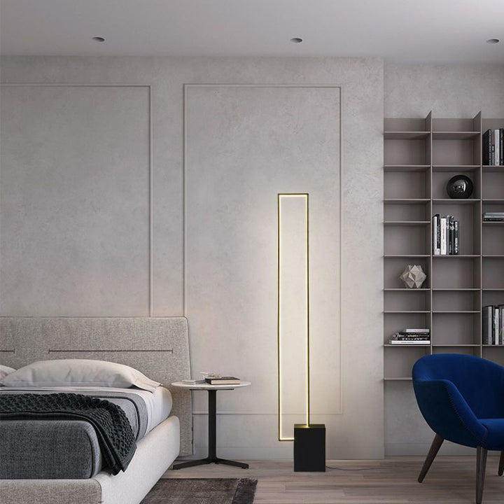 Moderner minimalistischer rechteckiger LED-Stehbodenlampe aus Eisen und Marmor für das Wohnzimmer 
