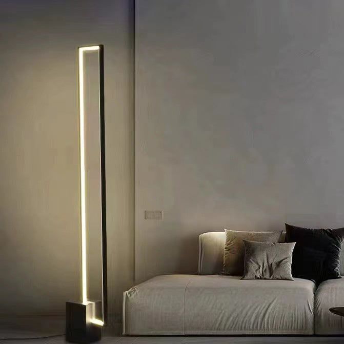Moderner minimalistischer rechteckiger LED-Stehbodenlampe aus Eisen und Marmor für das Wohnzimmer 
