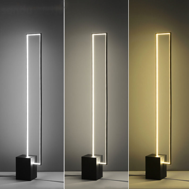 Moderner minimalistischer rechteckiger LED-Stehbodenlampe aus Eisen und Marmor für das Wohnzimmer 