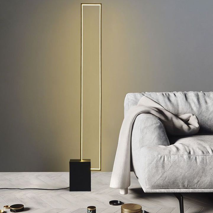 Moderner minimalistischer rechteckiger LED-Stehbodenlampe aus Eisen und Marmor für das Wohnzimmer 