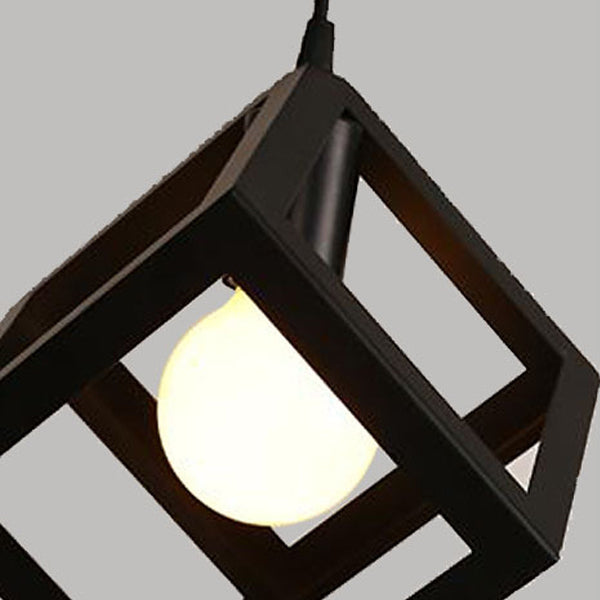 Zeitgenössische industrielle Eisen kubische geometrische hohle 1/3 Licht Pendelleuchte für Esszimmer 