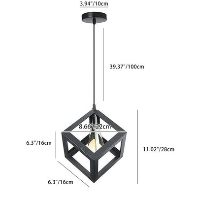 Zeitgenössische industrielle Eisen kubische geometrische hohle 1/3 Licht Pendelleuchte für Esszimmer 