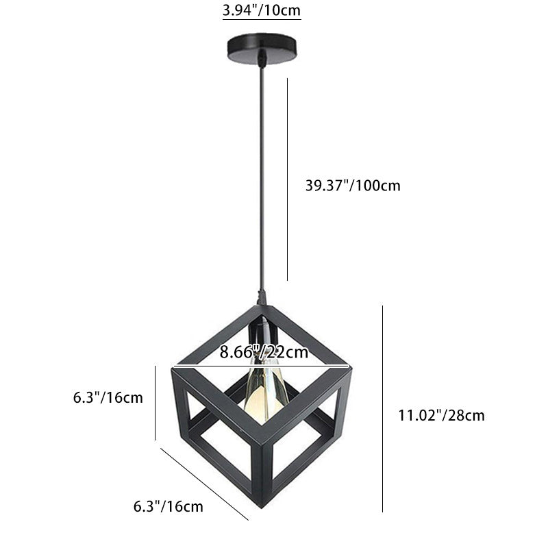 Zeitgenössische industrielle Eisen kubische geometrische hohle 1/3 Licht Pendelleuchte für Esszimmer 