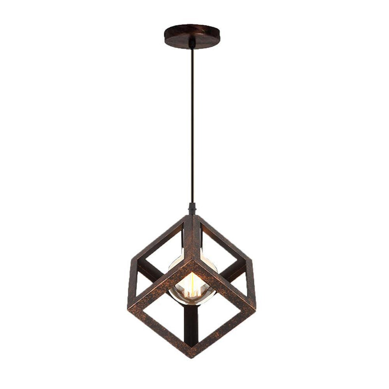 Zeitgenössische industrielle Eisen kubische geometrische hohle 1/3 Licht Pendelleuchte für Esszimmer 