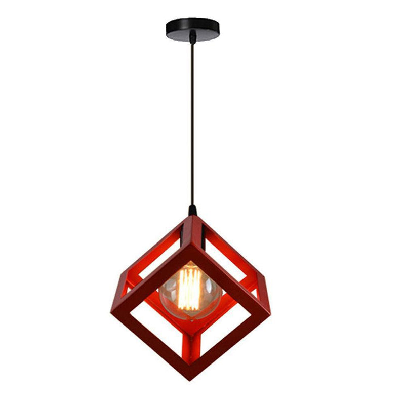 Zeitgenössische industrielle Eisen kubische geometrische hohle 1/3 Licht Pendelleuchte für Esszimmer 