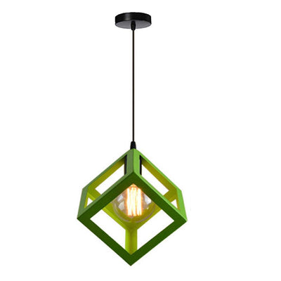 Zeitgenössische industrielle Eisen kubische geometrische hohle 1/3 Licht Pendelleuchte für Esszimmer 